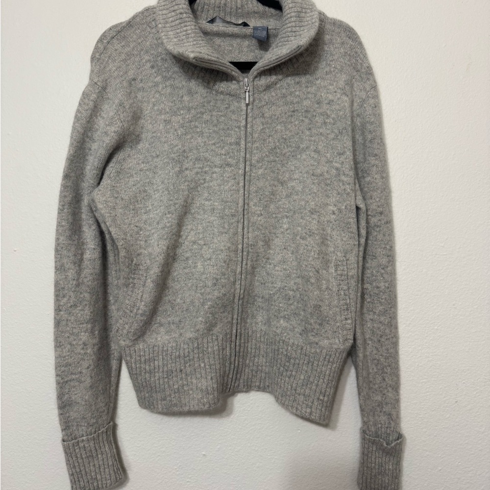 Hillard and Hanson Lambs Wool Angora Rabbit Hair Zip up Sweater Size XL